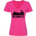 thumbnail image 3 of Inktastic Orlando Skyline with Grunge Women's V-Neck T-Shirt, 3 of 5