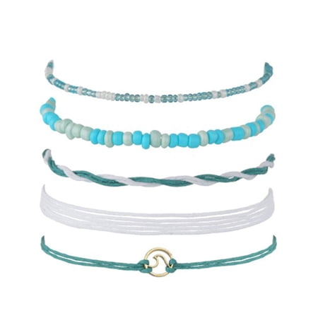 OFFIGAM anklet bracelet for women Alloy Blue 1 Set Adjustable Retro Fashion Accessory