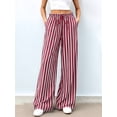 thumbnail image 4 of Pants Elastic Waist Palazzo Pants for Women Casual Lounge Wide Leg Pants Red L, 4 of 9