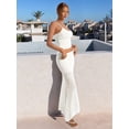 thumbnail image 3 of Women'S 2 Piece Outfits Ruffle Trim Crop Top and Low Rise Maxi Skirt Set White XS, 3 of 6