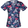 Women's Fashion Collection Huggable Eeyore Print V-Neck Scrub Top