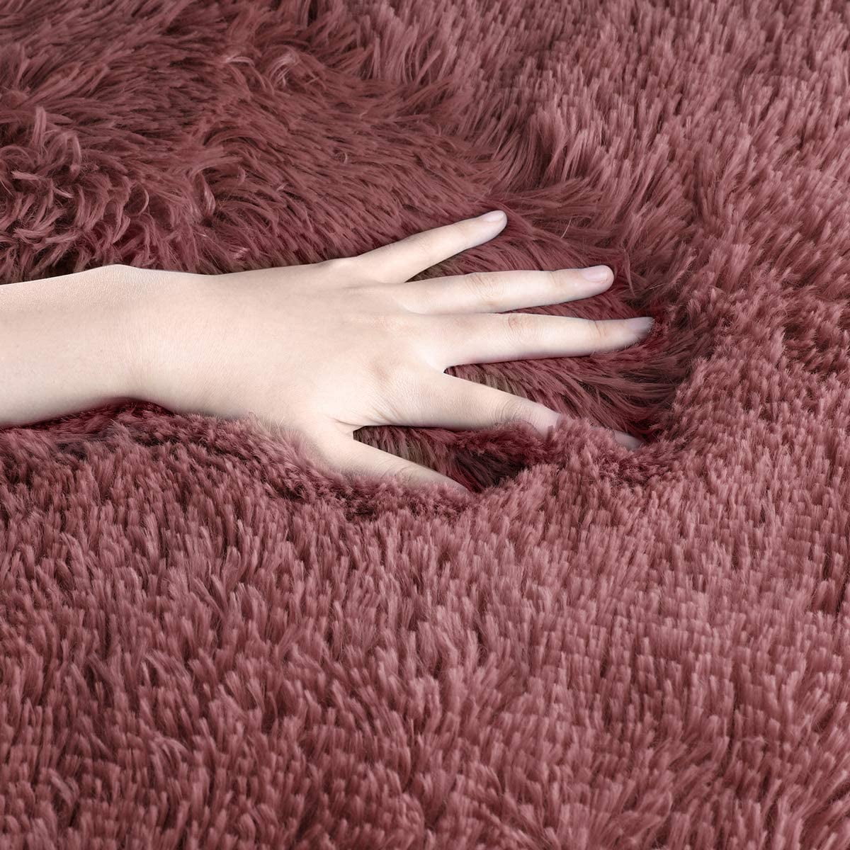 Lochas Ultra Soft Indoor Modern Area Rugs Fluffy Living Room Carpets for Children Bedroom Home Decor Nursery Rug 4' x 5.3',Blush
