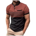 thumbnail image 5 of Mens Polo Shirts Polo Stripes Shirts Ribbed Lapel Button Business Color Block T Shirt Button Down Shirt Men Coffee XXL, 5 of 5