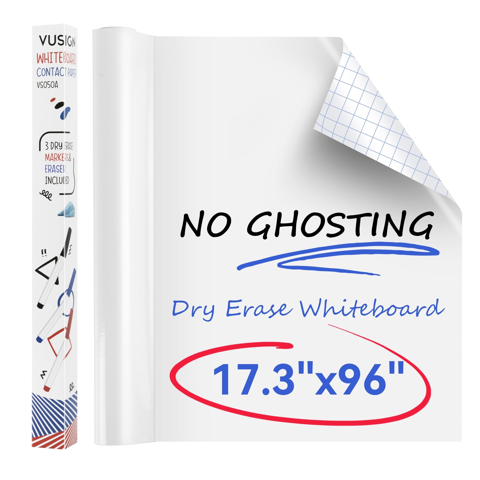 Takor Magnetic Whiteboard Paper Roll - 4x6 Feet, Self-Adhesive Dry Erase Sheet With Markers & Magnets