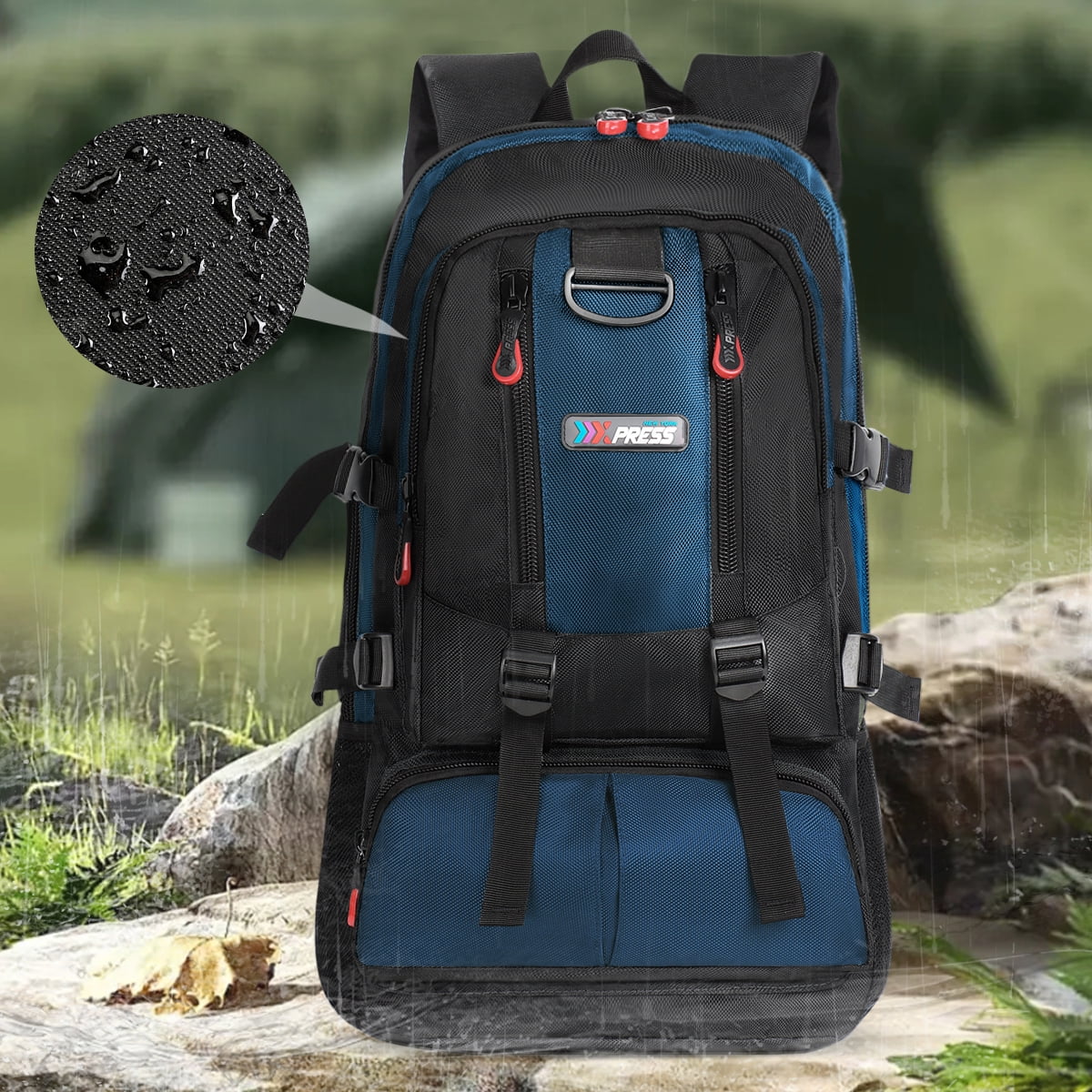Travel Backpack Multi-Pocket Outdoor Hiking Backpack Work Daypack for Men Women, Navy, A12