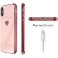 thumbnail image 6 of Case for iPhoneX iPhone Xs, Soft Silicone TPU Slim Case Electroplated Heart Phone Case Simple Luxury Shockproof Protective Case -Pink Heart, 6 of 15