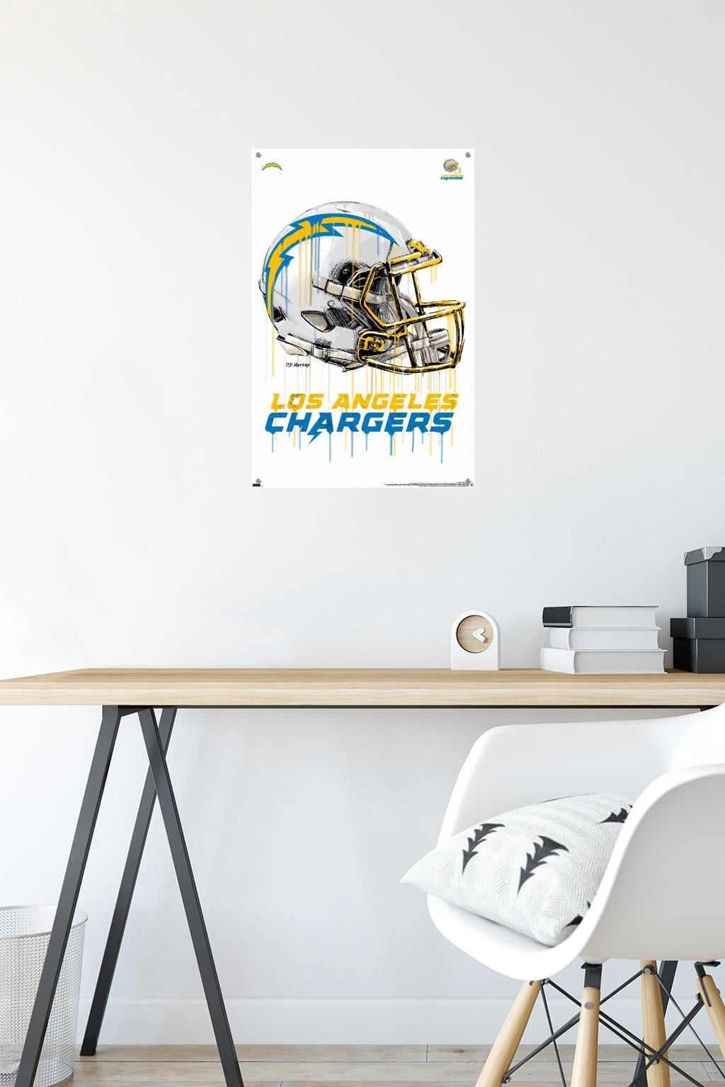 NFL Los Angeles Chargers - Drip Helmet 20 Wall Poster with Push Pins, 14.725" x 22.375"