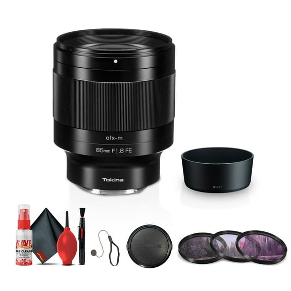 Tokina atx-m 85mm f/1.8 FE Lens for Sony E (ATX-M-AF85FE)   Lens Filter Kit   Cleaning Kit   Lens Cap