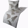 thumbnail image 1 of White Bed Runner, CA King Size 86"x18" Decorative Bed Runner With Matching Pillow Cover, White Linen Bed Scarf in Fern Embroidery & Pearl - Fern Blossom, 1 of 4