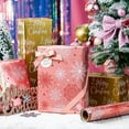 thumbnail image 3 of Pink Christmas Wrapping Paper Roll - 17IN X 33FT - Christmas Gift Wrapping Paper Featuring White Snowflake Reversible Gold for Kids, Holiday, New Year, 3 of 6