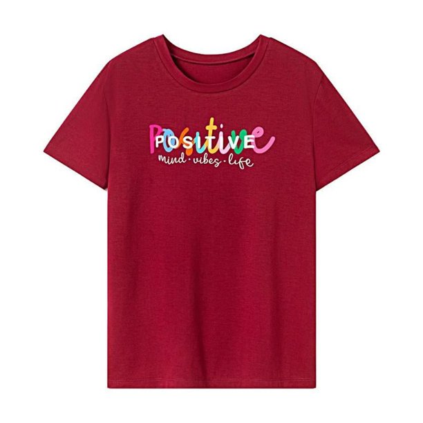 Camiseta de verano para mujer, suave, informal, con cuello redondo, para senderismo en la playa L