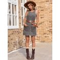 thumbnail image 4 of Vestido de mezclilla Yousify sin mangas con botones para mujer, gris de verano, 4 of 6