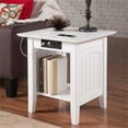 thumbnail image 2 of Leo & Lacey Table d'Appoint Moderne en Bois avec Ports de Recharge USB, Blanc, 2 of 9