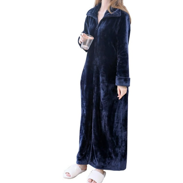 KLKCMS Wearable Blanket Sweatshirt Homewear Winter Loungewear Zipper Lounger Robe Women