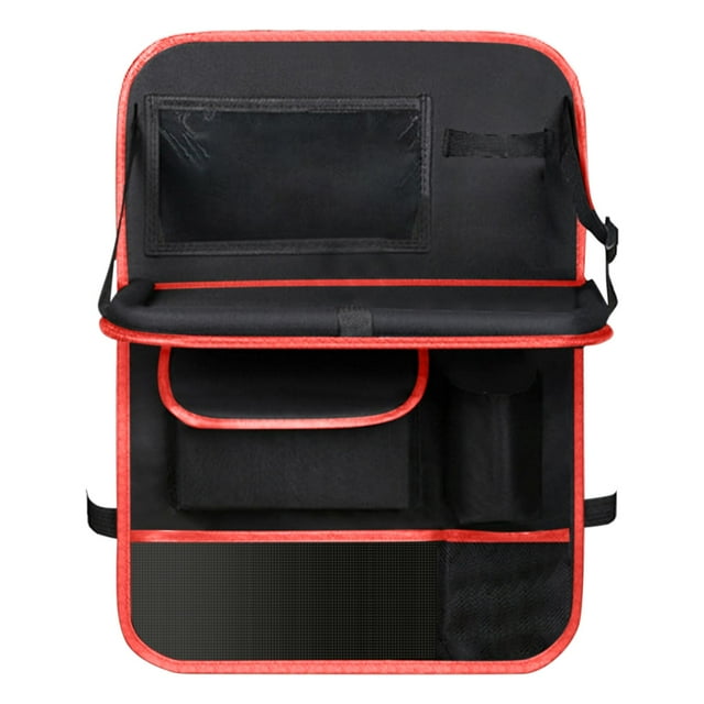 Siège Arrière, Sac de Rangement pour Siège Arrière, Poche de Rangement Support de Tablette à Écran Tactile Protecteur de Dossier pour Tout-Petits Noir Rouge