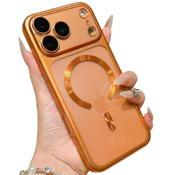 Dteck for iPhone 17 Pro Case, Compatible with MagSafe, Integrated Camera Protection Non Yellowing Slim Matte Finish Translucent Cover for iPhone 17 Pro,Orange