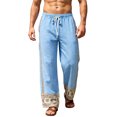 thumbnail image 2 of SGFCWSX Mens Harem Pants Elastic Waist Drawstring Print Loose Pockets Boho Hippie Beach Yoga Casual Pants Light Blue Size 5XL, 2 of 5