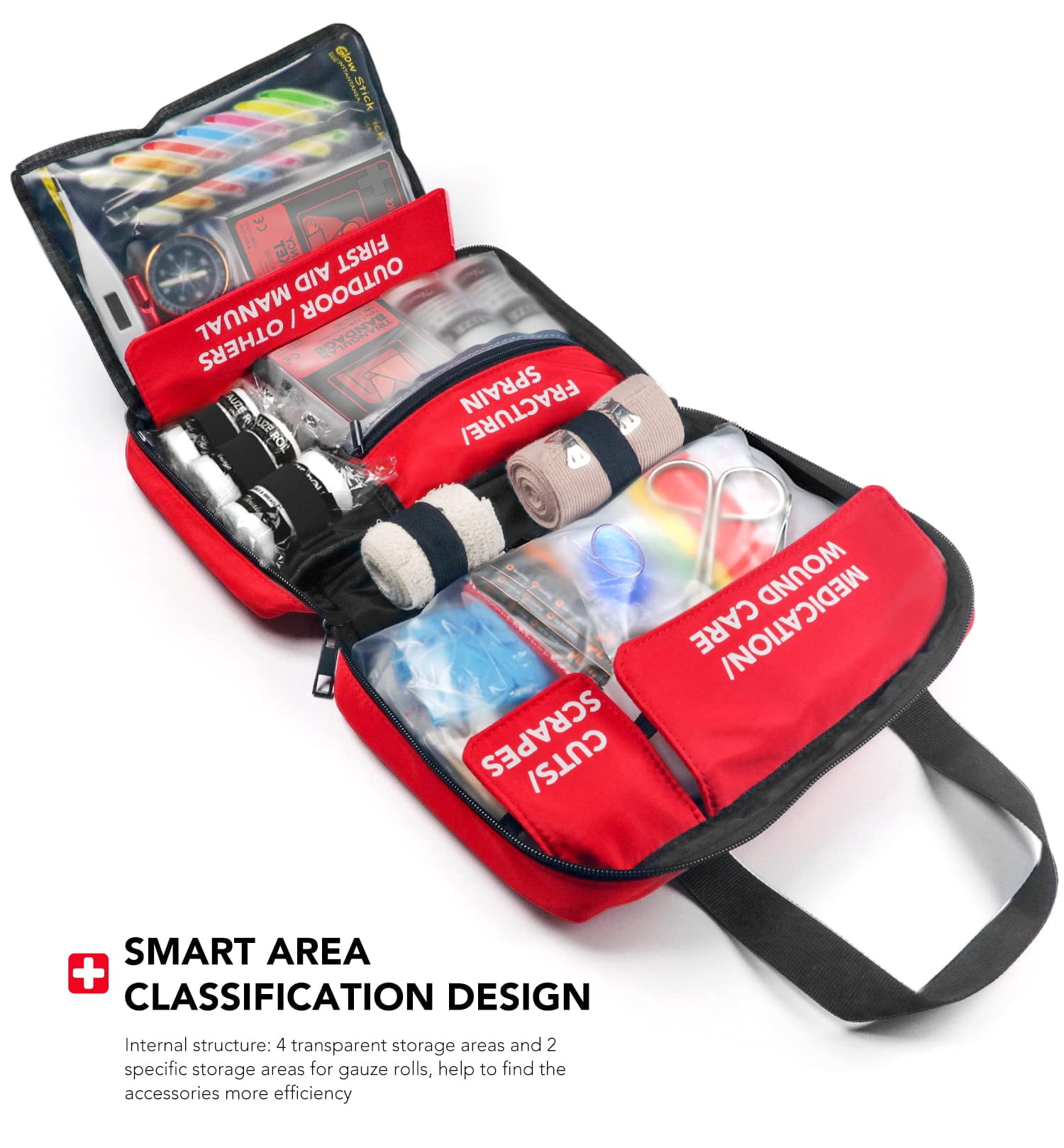 330 Piece First Aid Kit  Waterproof Compact Trauma Kits For Any Emergencies Ideal Home Office Car Travel Outdoor Camping Hiking Boating (red)