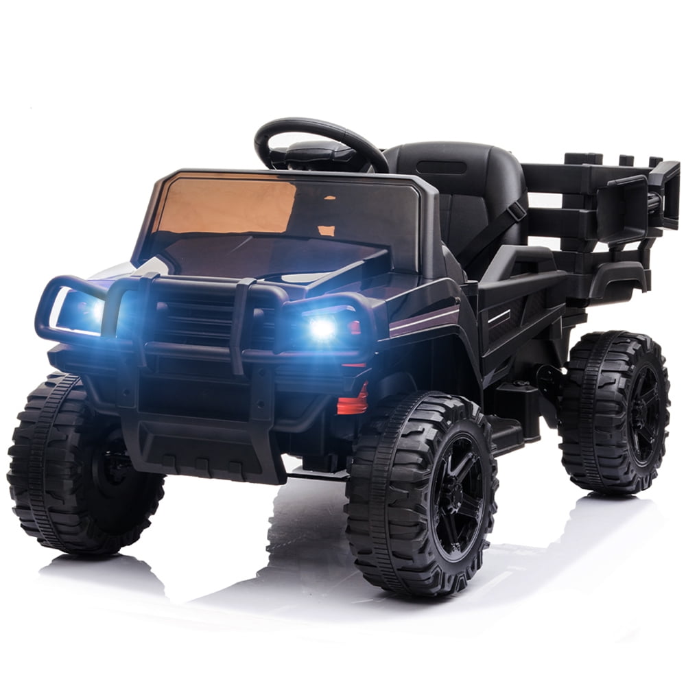 LED Lights，MP3 Kids Ride On Car 6V Rechargeable Toy Vehicle with 2.4G Remote Control High/Low Speeds Black Battery Powered Opened Doors