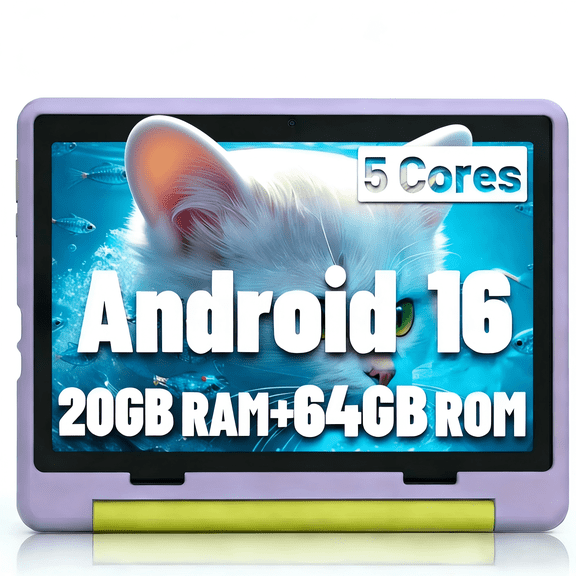 AEEZO Kids Tablet 10-Inch Android 16 for Ages 3-12, 5-Core 20GB 64GB (1TB Expandable), Parental Control, Pre-Installed KIDOZ & Shockproof Case (Purple)