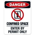thumbnail image 1 of Confined Space Enter By Permit Only Sign, OSHA Danger Sign, (SI-1205) 24x30 Aluminum, 1 of 1