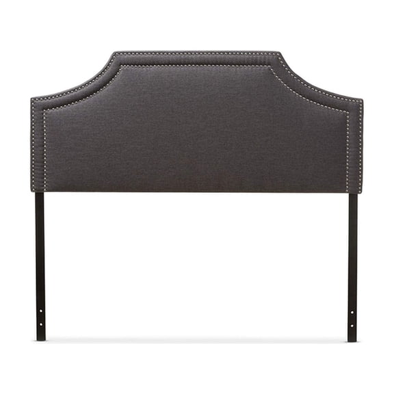 Bowery Hill Cut-Out Shape Contemporary Fabric Upholstered Full Headboard in Gray
