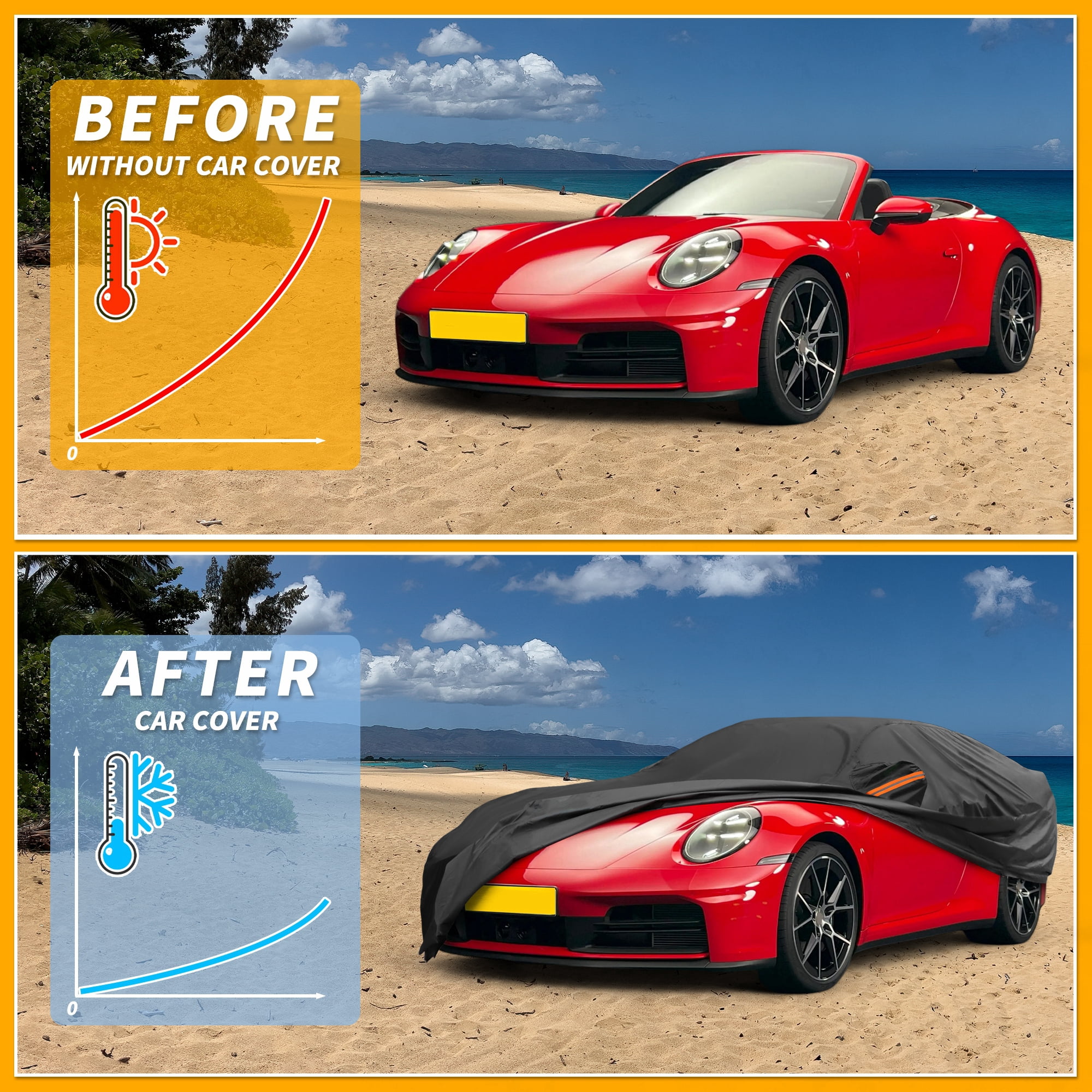 Unique Bargains Car Cover with Right Side Zipper 181.1"x74.8"x45.28"