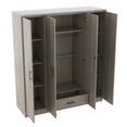 thumbnail image 5 of 4-Door Wardrobe with 1 Drawer, Functional Storage Cabinet with 8 Shelves, Portable Free-Standing Wardrobe Clothing Organizer for Living Room and Bedroom, 5 of 8