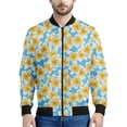 thumbnail image 2 of Chaqueta con cremallera y estampado de frangipani colorido para hombre y mujer, abrigo con estampado floral en 3D, chaquetas con cremallera, sudadera bomber de manga larga, 2 of 4