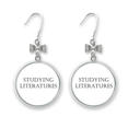 thumbnail image 1 of Short Phrase Studying Literatures Bow Earrings Drop Stud Pierced Hook, 1 of 3