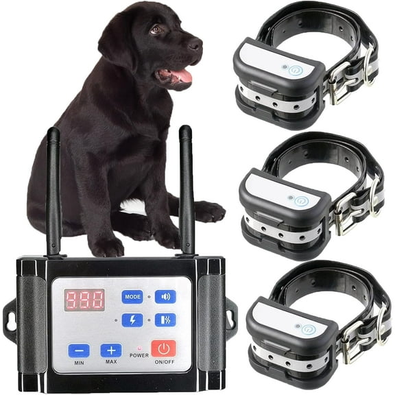 Wireless Dog Fence, Dog Dog Fence & Training Collar 2 in 1, IP67 Waterproof Shock Collar, Adjustable Control Range, Electric Pet Fence for Stubborn Dogs, Pet Boundary Containment System,for3dogs