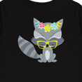 thumbnail image 4 of Inktastic Hipster Raccoon, Raccoon With Glasses, Flowers Boys or Girls Long Sleeve Toddler T-Shirt, 4 of 5