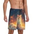 thumbnail image 2 of Pofeuu Starry Sky Constellation Cat Print Men's Soft Woven Elastic Waistband Sleep Pajama Short-Large, 2 of 6