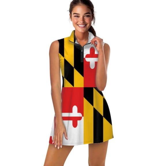 Maryland Flag Sports Dresses Women Tennis Dress Outdoor Badminton Golf Quick-Drying And Breathable Sports Dress