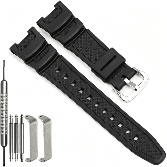 TUWAFE Resin Strap Replacement for Casio Sgw-100 Twin Sensor Men'S Waterproof Sport Watch Band Bracelet Waterproof Sport Watch Band