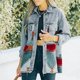 thumbnail image 5 of Chaqueta retro casual de moda para mujer con bolsillo de solapa Abrigo de lana con costuras de mezclilla Fridja po942, 5 of 9