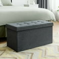 thumbnail image 2 of Topbuy Dark Grey 31.5'' Storage Ottoman Fabric Foldable Toy Chest w/ Removable Storage Bin, 2 of 6