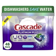 Cascade Dishwasher Detergent Pods, Platinum Plus ActionPacs, Fresh Scent, 46 Count