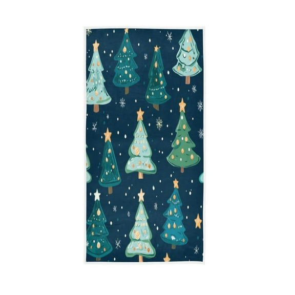 Towel 30x15 Inch Face Towel Hand Towel Bath Towels Hand Bath Towels Single-Sided Printed Towels, Lightweight, Breathable and Absorbent Green Cartoon Christmas Tree