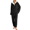 thumbnail image 3 of UVN Winter Pajamas for Women Fuzzy Loungewear Sets Ladies Fleece Long Sleeve Tops and Long Pants 2 Piece Sleepwear, 3 of 8