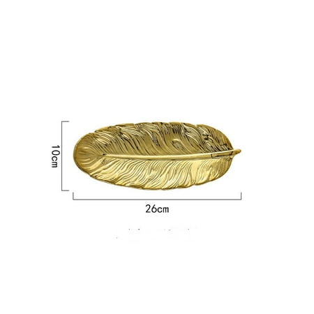 

Homeex Glod Feather Platter Luxury Leaf Storage Tray For Women Gold Small