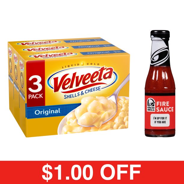 Velveeta Shells & Cheese + Taco Bell Fire Sauce - Walmart ...