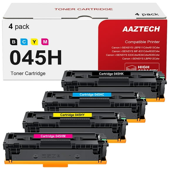 4-Pack CRG-045H Toner Cartridge Compatible for Canon 045H 045 CRG-045 Work with Color imageCLASS MF634Cdw MF632Cdw imageCLASS LBP612Cdw (Black Cyan Magenta Yellow)