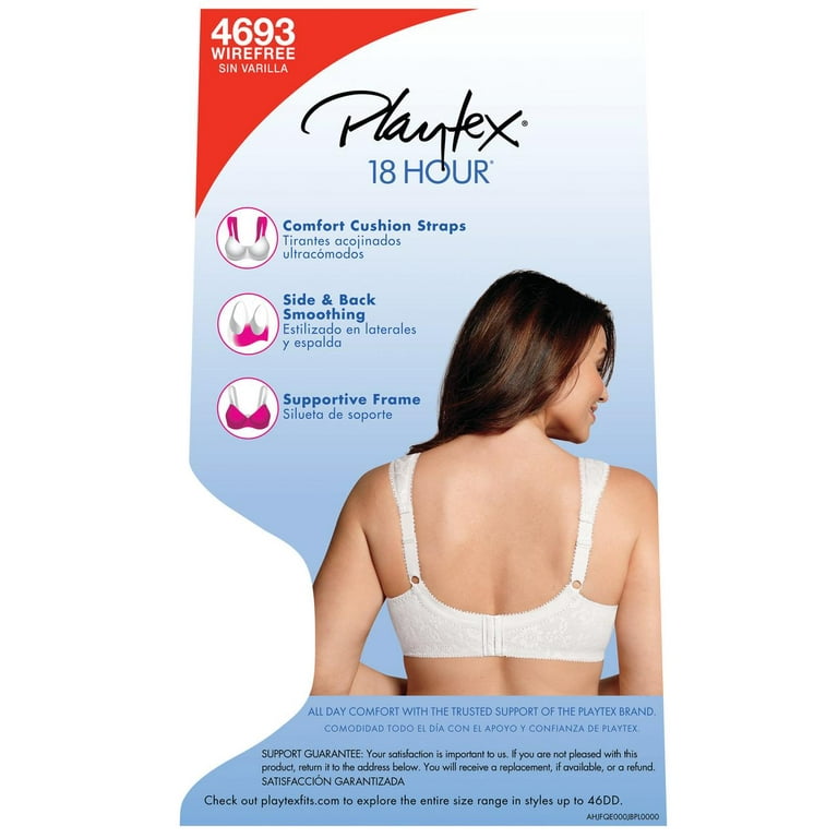 4693 Playtex 18 Hour Ultimate Shoulder Comfort Smoothing WIREFREE SIZE 44D  NEW