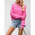 thumbnail image 6 of Women's Sweater Fall Crew Neck Batwing Sleeve Pullover Sweaters Rose Red L, 6 of 10