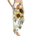 thumbnail image 2 of Kll Womens Sunflowers Leaves And Birds Print Pajama Pants Soft Pajama Bottoms For Women Cozy Lounge Pants, 2 of 9