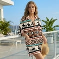 thumbnail image 3 of Xoenoiee Aztec Horse Cactus American Tribal Print Womens Swimsuit Cover Up Shirts Oversized Beach Bikini Bathing Suit Coverups Beachwear Button Up Blouse Top Vacation Outfit, S, 3 of 7