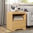 thumbnail image 3 of Night Stand Nightstand with Drawer Storage Curved Bed Side Table End Table for Bedroom, Oak, 3 of 8