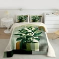 thumbnail image 2 of Homewish Tropical Monstera Leaf Bedding Comforter Set,Modern Geometric Striped Twin Comforter Sets,Green Beige Bedding Set For Adults,Super Cozy Room Decor Reversible,2 Pieces, 2 of 8