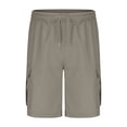 thumbnail image 4 of Pantalones Cortos de Carga de Cintura Elástica para Hombres Casual Sólido Longitud de Rodilla Bolsillo de Carga Pantalones Rectos, Mezcla de Algodón, 4 of 8